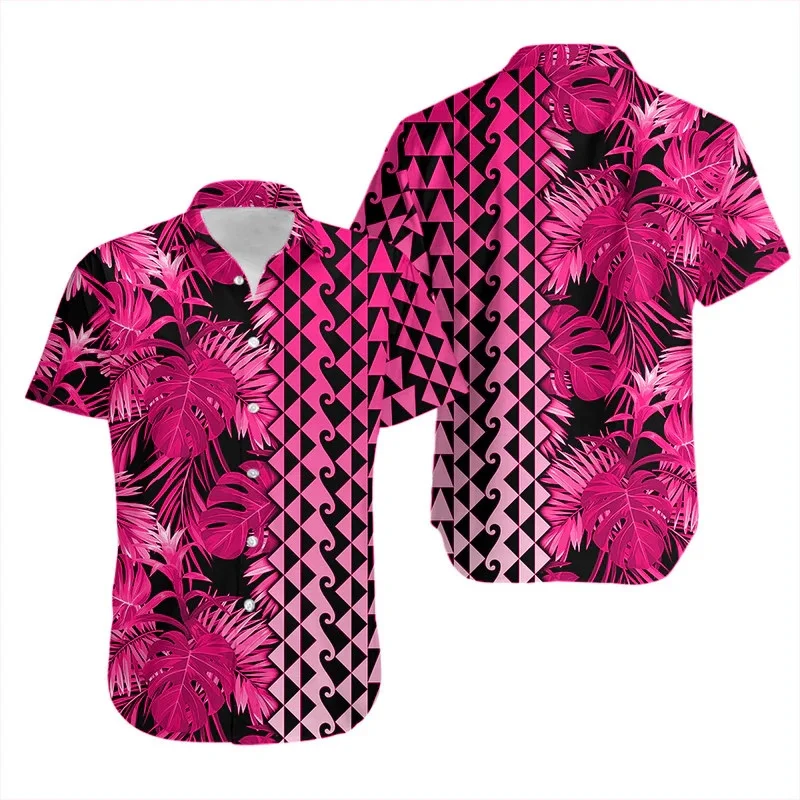 thumbnail image 1 of Camisa polinesia de verano para hombre, suelta, de manga corta, con estampado floral, de palmeras de coco, estilo hawaiano, popular, de colores brillantes, de secado rápido, 1 of 4