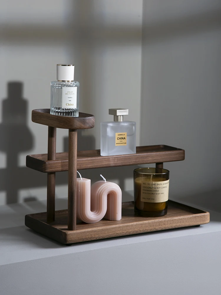

Custom wooden desktop shelf cup, perfume, cosmetics, multi-layer storage rack, living room ins-style organizing stand