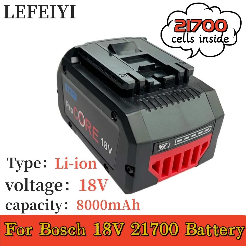 

18V 8000mAh ProCORE 21700 battery replacement, suitable for Bosch professional cordless tool BAT609 BAT618 GBA18V80
