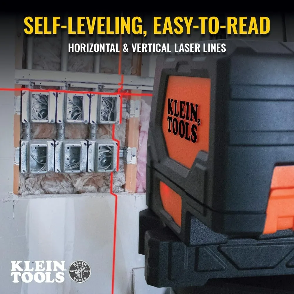Klein Tools 93LCLS Laser Level with Red Cross Lines, Plumb Spot, and Magnetic Mounting for Ceiling Clamps