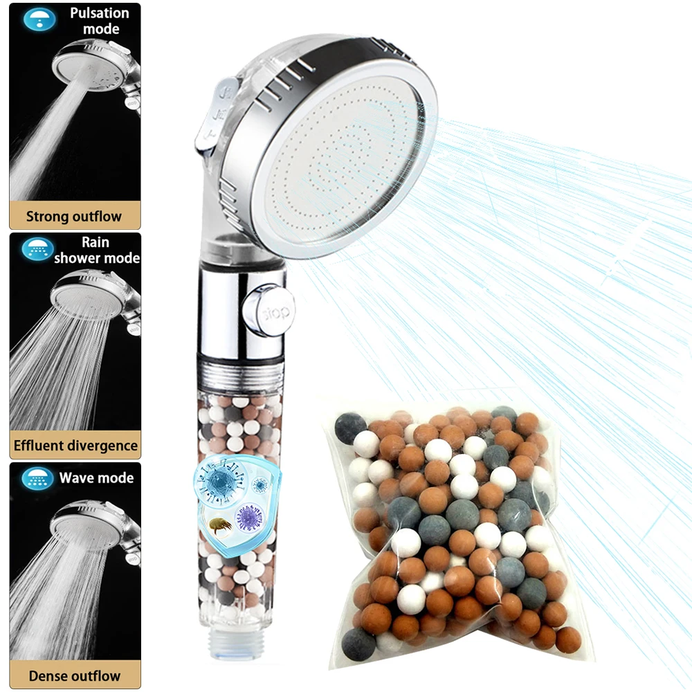 Shower Head with Filter Ionic Shower Head Water Saving High Pressure for Remove Chlorine shower head hose