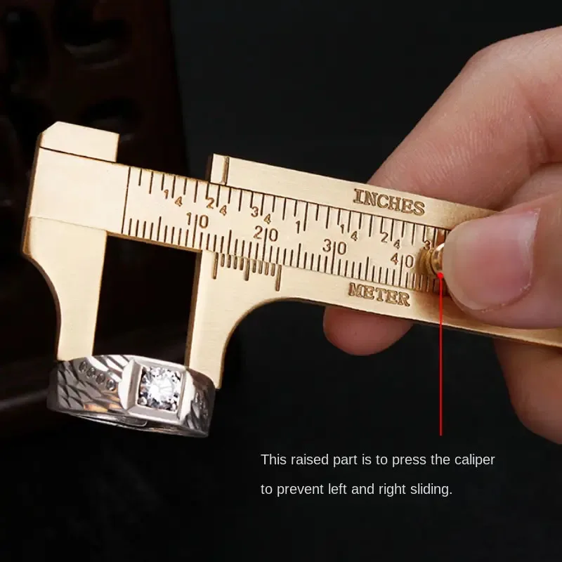 Brass Vernier Caliper Pocket Caliper Handy Caliper Measuring Tool Double Scale Sliding Gauge Mini Metal Pocket Ruler for Jewels