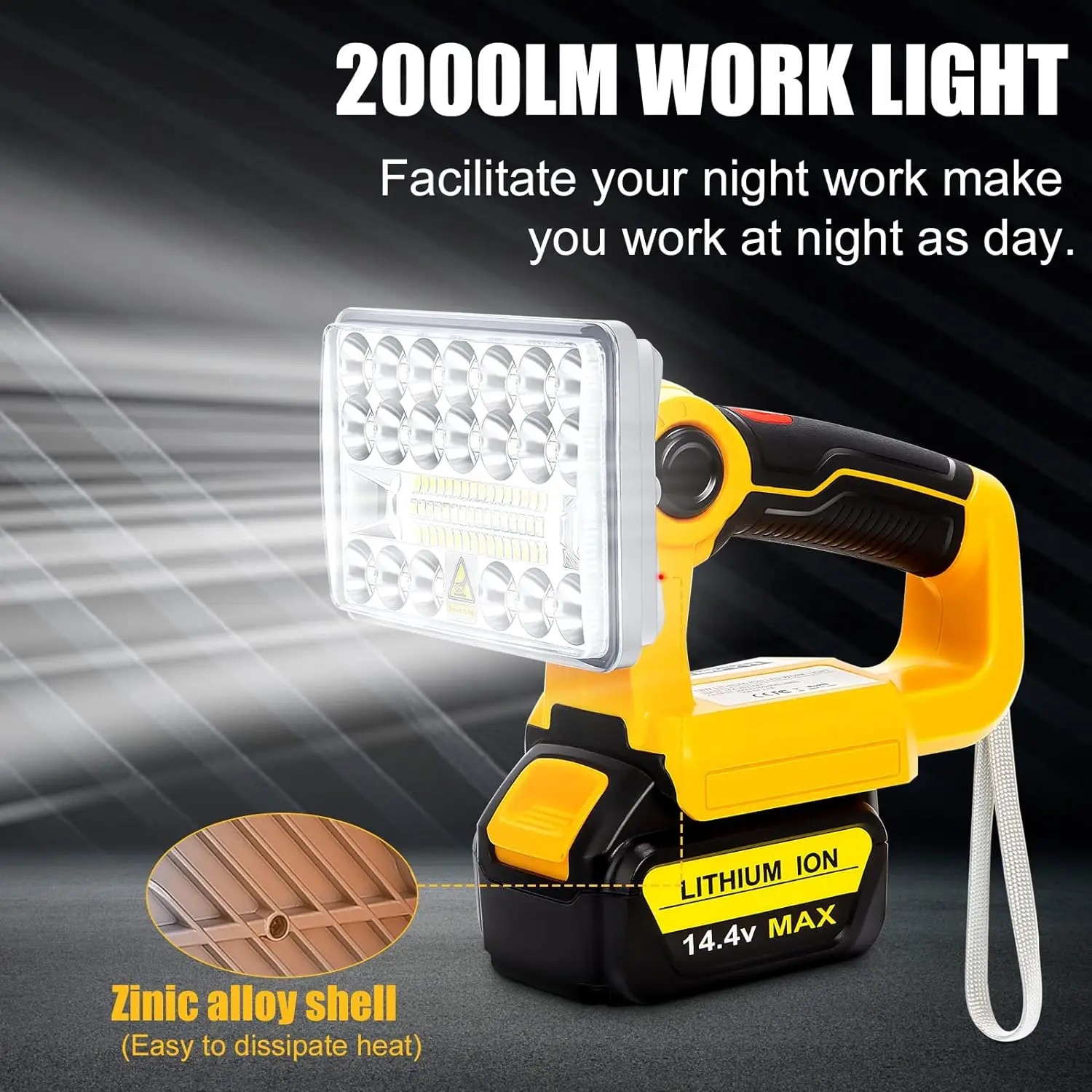 Led Light For Dewalt 18V Li-ion Battery Portable Spotlight Outdoor Work Fishing
