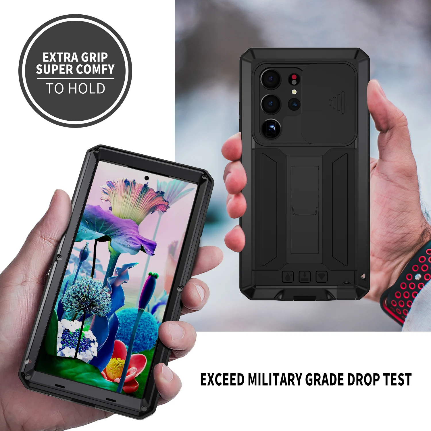 Armour Shockproof Dustproof Metal Kickstand Camera Protection Samsung Galaxy Phone Case