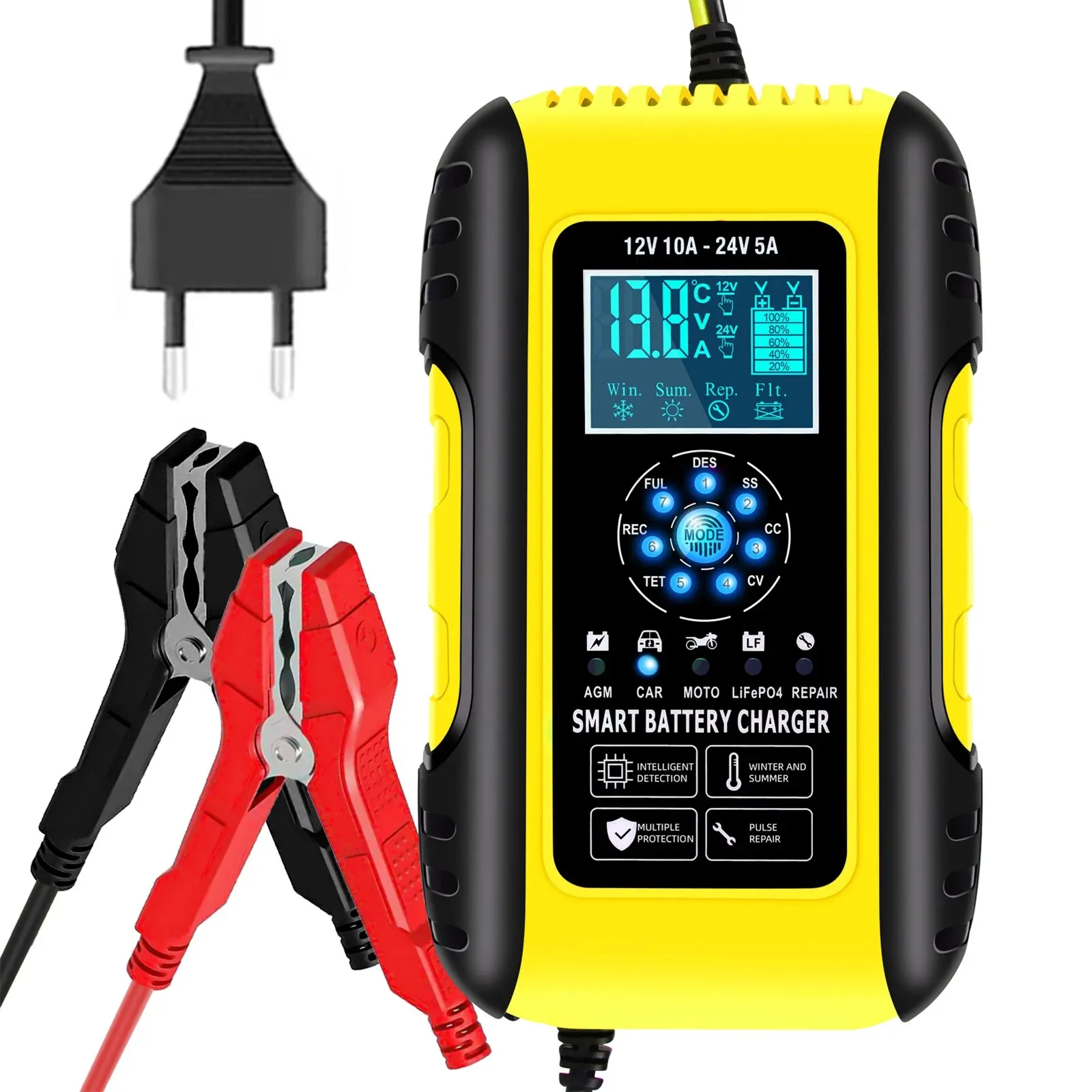 J50 12V10A/24V5A Lifepo4 납산 자동차 배터리 충전기 7 단계 배터리 유지 보수 스피드 라이트 표시기 배터리 충전기