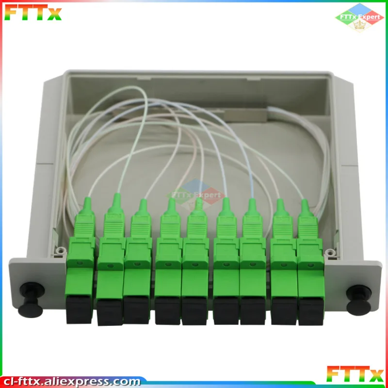 10Pcs/Pack SC APC PLC 1X8 Splitter Fiber Optical Box FTTH PLC Splitter Box with 1X8 Planar Waveguide Type Optical Splitter 