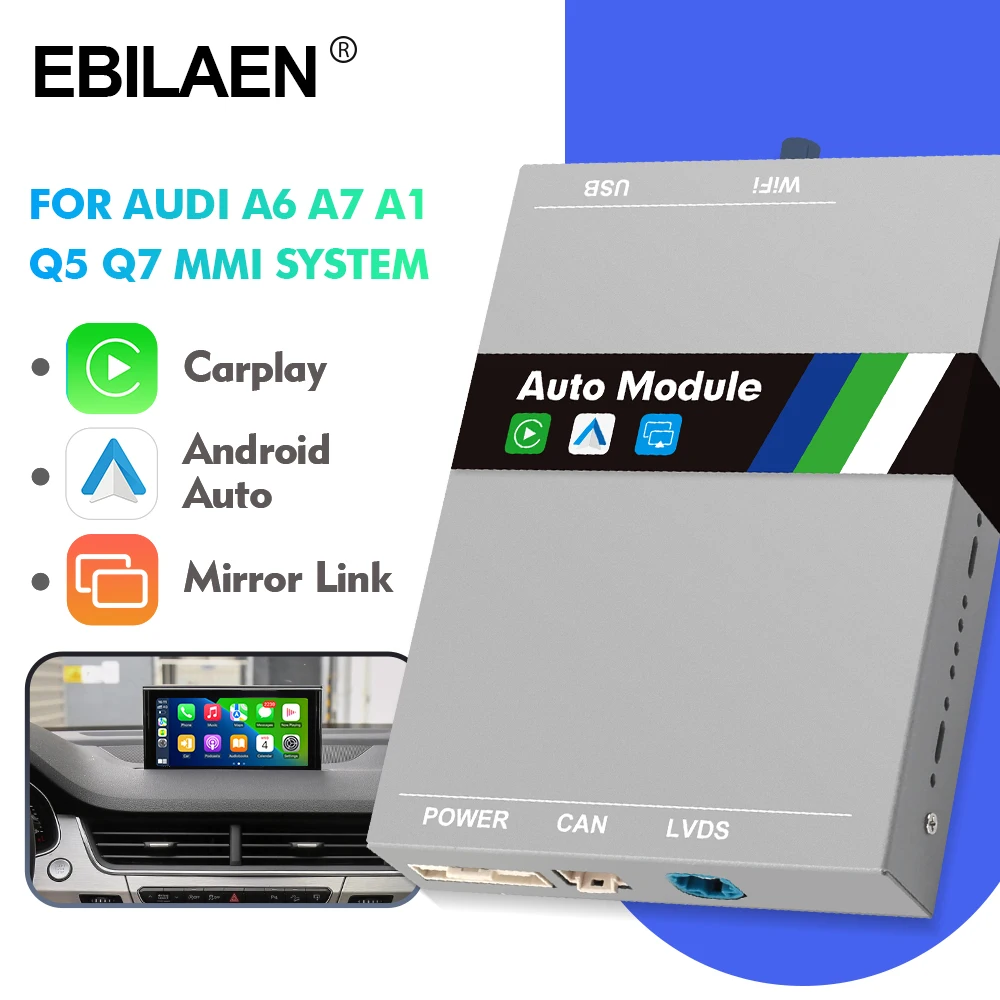 

Wireless Carplay Module Box For A1 A3 A4 A4L A5 S5 A6 A7 Q2 Q3 Q5 Q7 MMI System Mirror Link USB Android Auto Voice Command