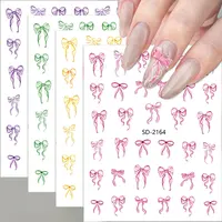 3D French Bowknot Ribbon Nail Stickers Cute White Pink Nail Stickers Self Adhesive Manicure Decorations DIY Nail Accessories 1