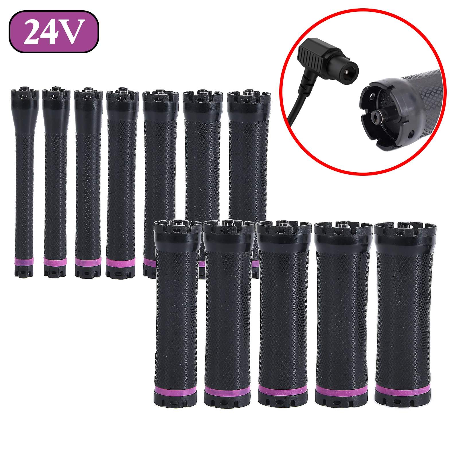 5pcs/set 24V Digital Perm Rods Korean 5.5mm DC Plug Electirc Heated Bars Standard Multiple Size Fluffy Rollers for Women 1913 hair styling tool,hair curling tools
