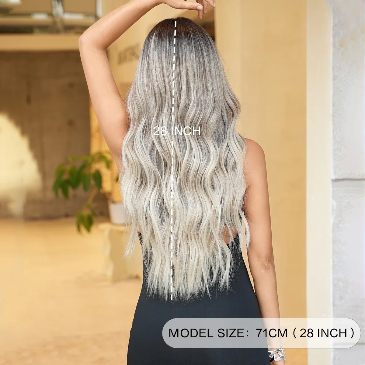 ??‍♀️ASH BLONDE 28” BODY WAVE OMBRÉ WIG *NWT* Long Body Wavy Ash Ombre Blonde Wig for Women Daily Party  main image 2