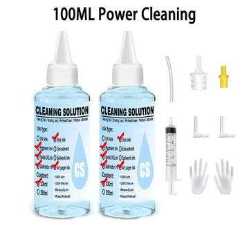 Detergente per Testine di Stampa, Liquido Pulitore per Ugelli da 100 ml, per Stampanti a Getto d'Inchiostro Epson, HP, Canon, Brother