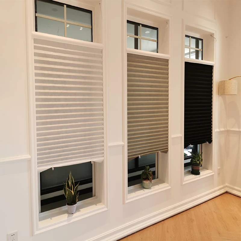 Adhesive Window Shades Nonwoven Fabric Pleated Zebra Blinds Roller