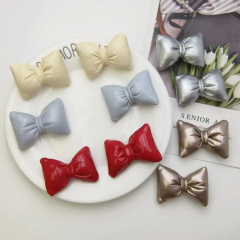100 Stück – PU-Leder-Bowknot-Applikationen für DIY-Kleidung, Hut, Nähen, Patches, Kopfschmuck, Haarspangen, Dekoration