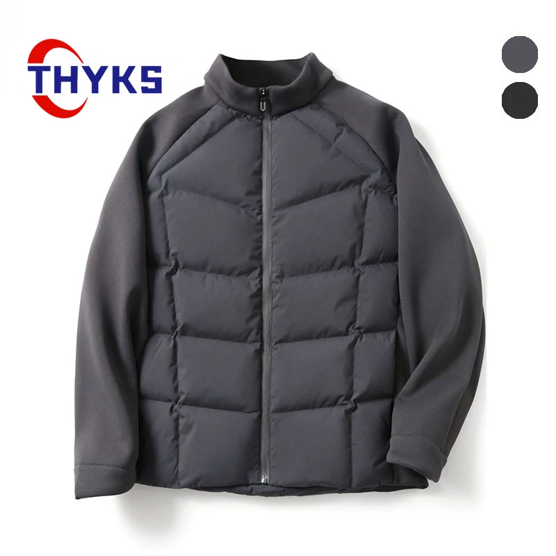 

Windproof Waterproof Stand Collar Puffer Jacket Mens Wear-resisting Warm Solid Color Down Jackets Fashion Splicing Veste Homme