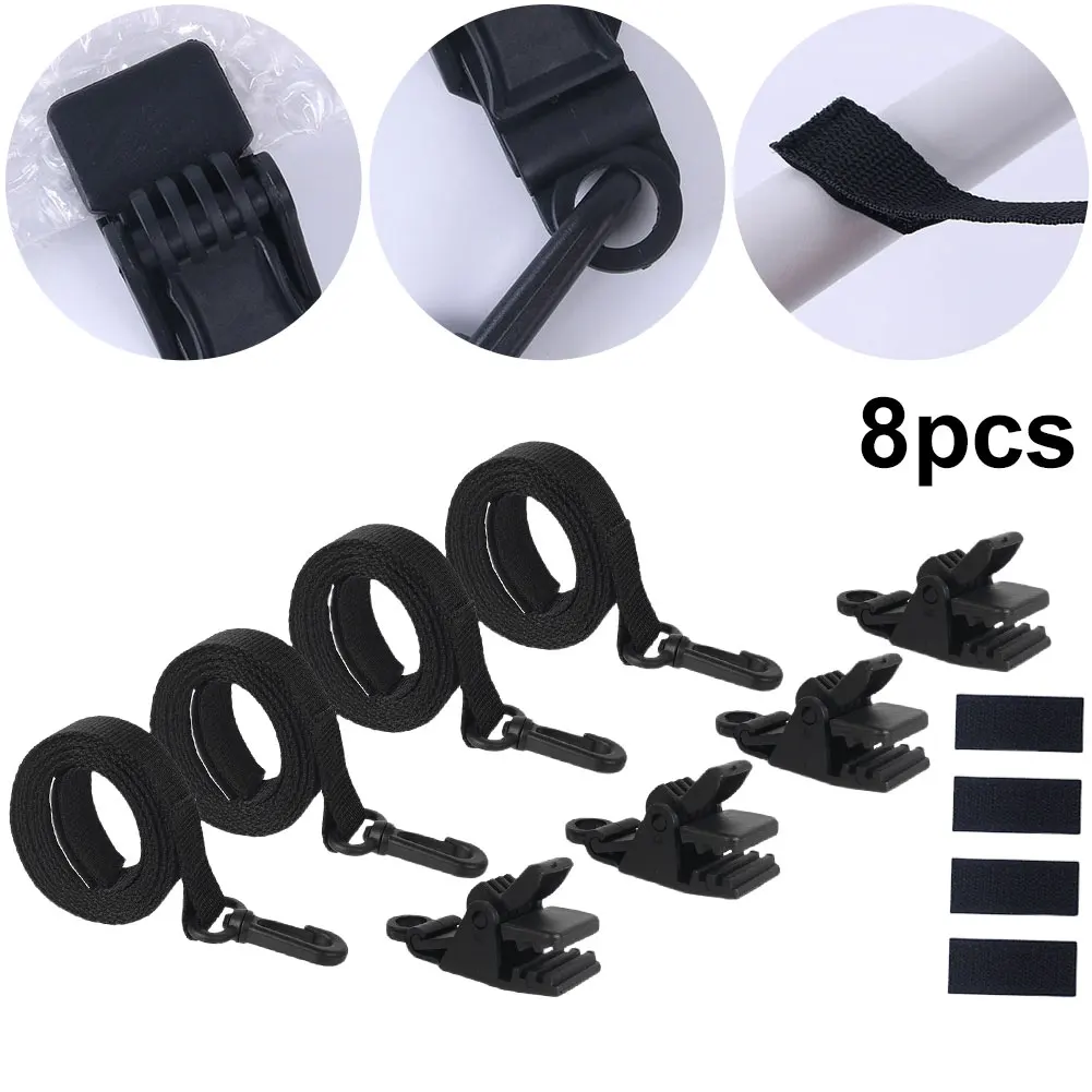 24Pcs Swimming Pool Solar Cover Straps and Clips Including 8 Straps 8 Clips and 8 Touch Fastener for In-Ground Swimming Pool