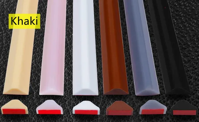 Multi-size Bathroom Water retaining strip Dry And Wet Separation Silicone Shower Barrier Dam Flood Self-adhesive door seal strip Khaki