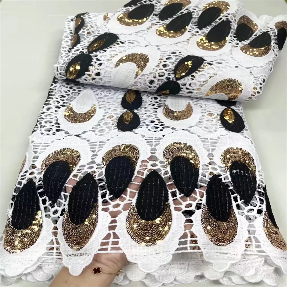 

SJ Lace Luxury African Lace Fabric 2022 High Quality Lace Guipure Lace Fabric Tube Stones Lace Fabric for Wedding Dress j13-40