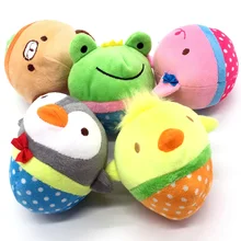 Pet Products Funny Bite Resistant Cute Animal Designs Chew Squeaker Squeaky Plush Squeak Solid Dog Ball Pet Toy For Small Dogs