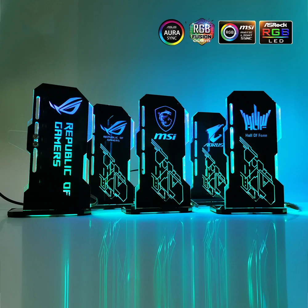 Msi Suporte Vga Argb Personalizável Gpu Vertical Titular pc Rog Placa de Vídeo Suporte Chassi Refrigerador de Água Personalizado Mod 5v 3pin Aura Ventiladores e resfriadores - Imagem 2