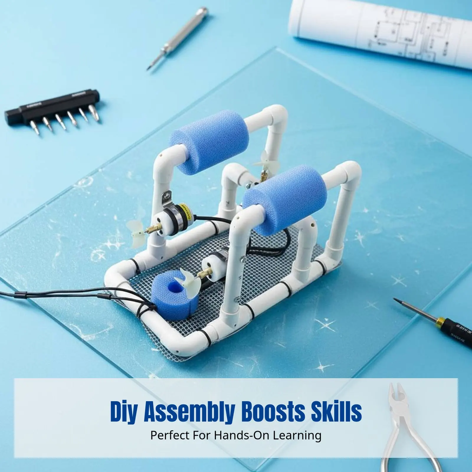 학생용 탐험 DIY 수중 로봇 ROV 키트, 브러시리스 추진기, 확장 가능, 카메라 없음
