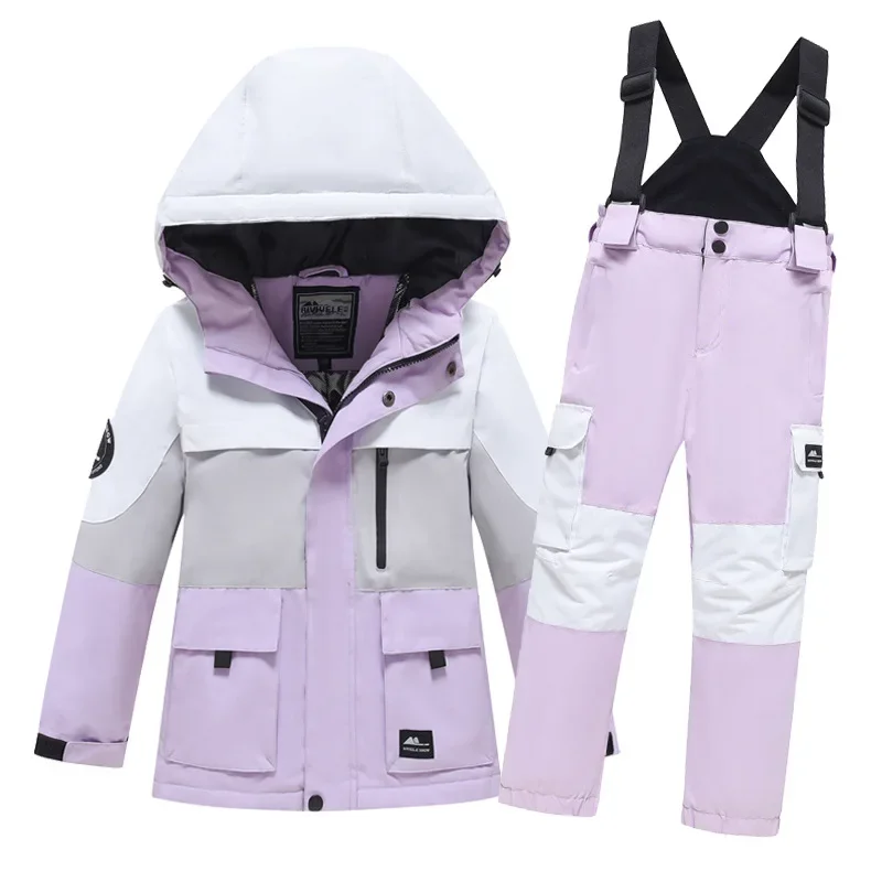 

Windproof Boy Ski Suit Outdoor Mountain Girl Snow Set Jacket Jumpsuit Heated Children Snowboard Tracksuits Cross-country Clothes