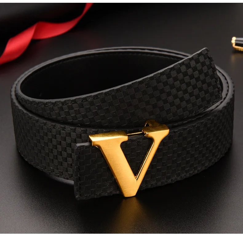 2023 Luxury Designer Brand Pin Buckle V Belt Men High Quality Women Mens Genuine Real Leather Dress Strap for Jeans Waistband