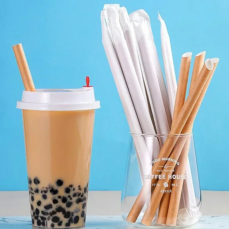 Food Grade Paper Drinking Straws 100 Pcs Disposable Eco-Friendly Bubble Tea Straws for Drinks Degradable Bar Kitchen Tools