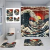Japanese Style Retro Landscape Shower Curtain Bathroom Partition Curtain  bathroom set with shower curtain and rugs 1
