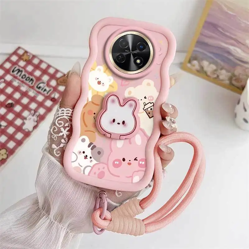 Curious Animals Phone Case Set with Lanyard and Rabbit Stand