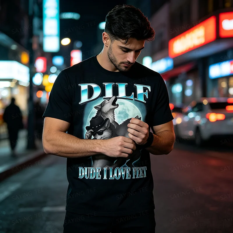 Alter, ich liebe Füße, lustiges Alpha-Werwolf-Mond-Bootleg-Meme-T-Shirt, Y2k-Werwolf-Mond, weiche Baumwoll-T-Shirts, Herrenmode, Ästhetik