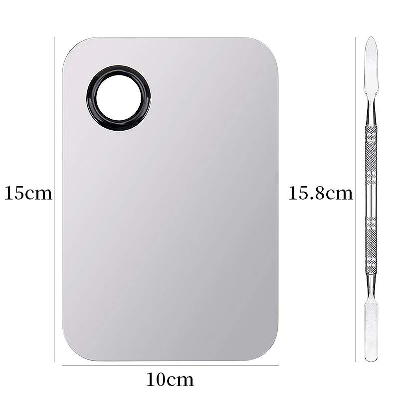 Tavolozza per miscelazione trucco Tavolozza per miscelatore per ombretto per fondotinta in acciaio inossidabile con asta per spatola Set di strumenti di bellezza per bastoncini colorati - immagine 2