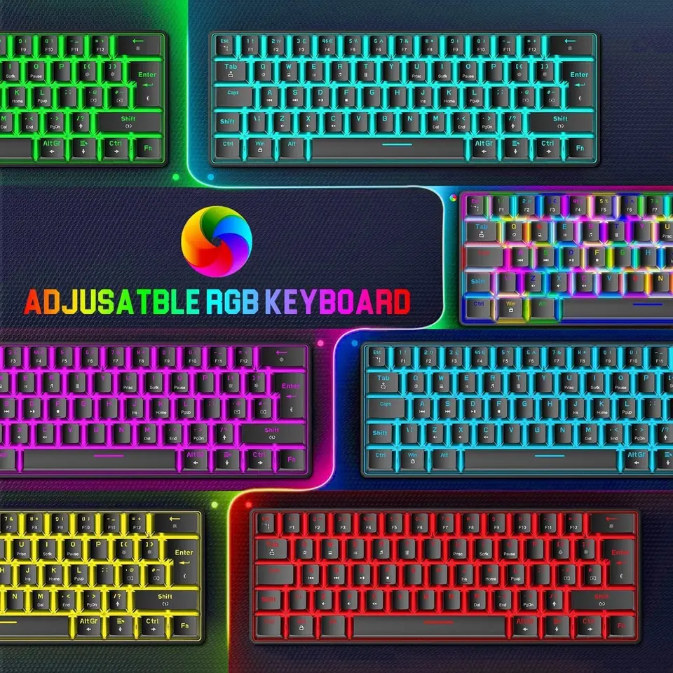 thumbnail image 2 of 60% RGB Gaming Keyboard And Mouse Combo,Wired Mechanical Keyboard,68 Keys TKL Compact Mini Layout,Honeycomb Gaming Mouse,Up To 6400DPI,for PC MAC PS5 Xbox,Black Grey 2 of 11