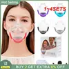 1~4SETS Splash Mask High-elastic Transparent Masks Visor Face Shield Dust-proof Durable Lip Language Face Mask Breathing Mask 1