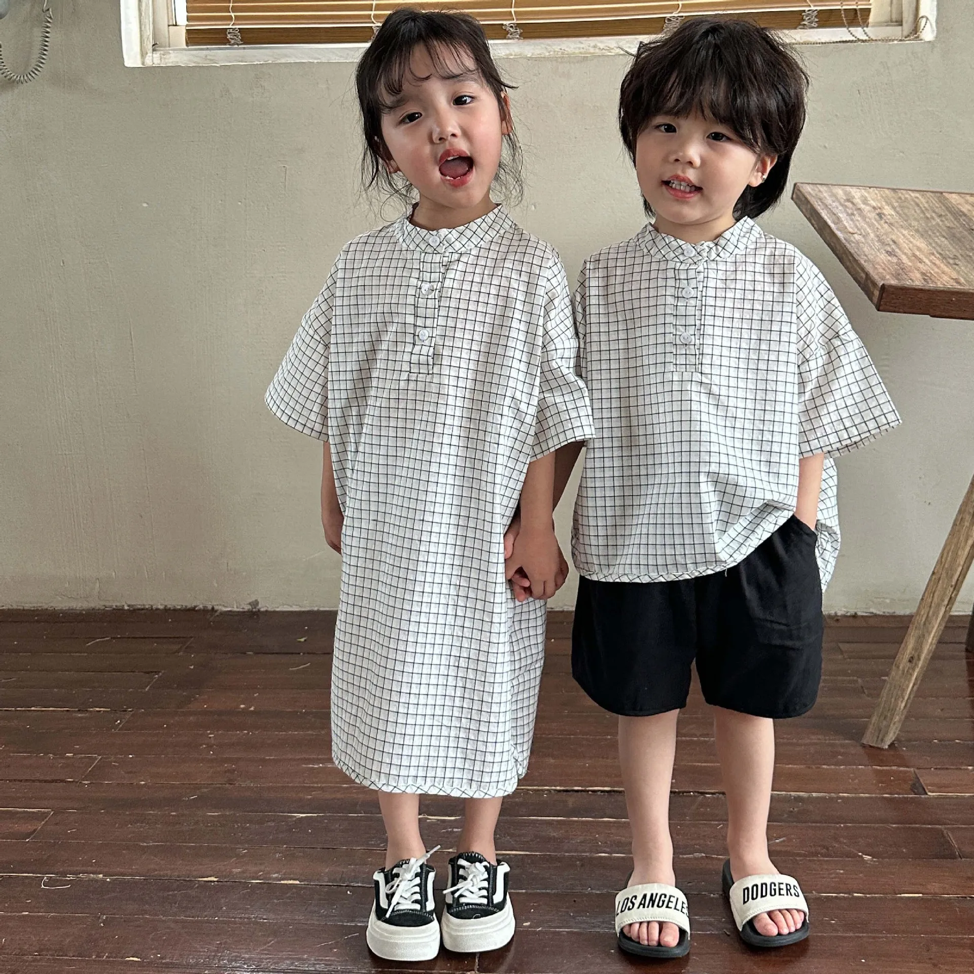

2023 Summer Unisex Children's Casual Sets Korean Style Clothes Short-sleeved Boys Pants Sets Girls Dress Two Pieces Suit
