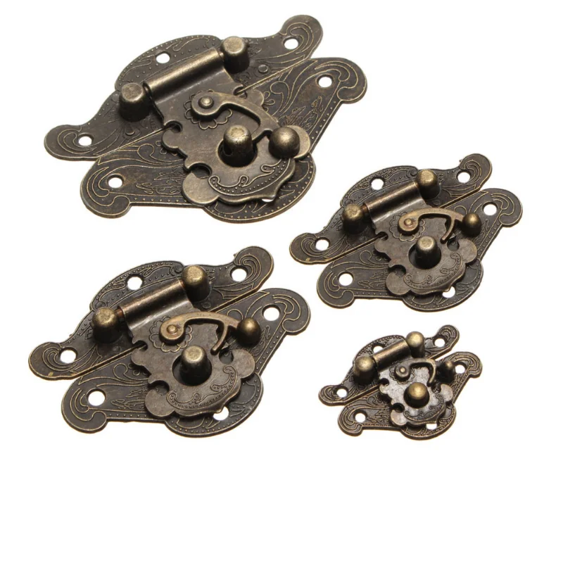 1/2/4pcs Cabinet Box Latch Hasp Antique Retro Latch Vintage Decorative Wooden Jewelry Box Hasp Pad Chest Lock With Screws 4 Size Cabinet Door Lock Door Lock Buckle Drawer Lock