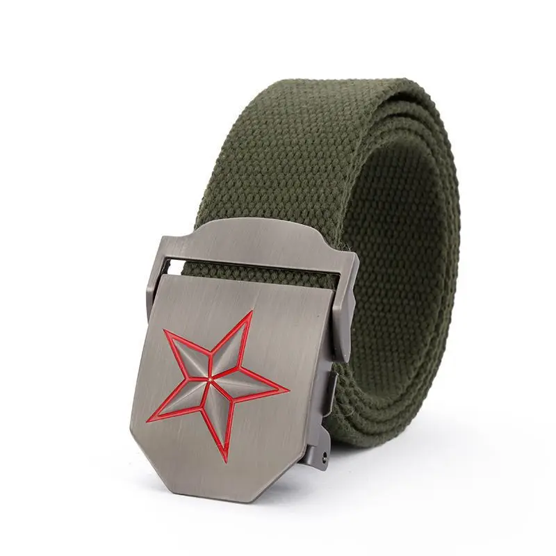 

Canvas Weaving Automatic Buckle Belt Fashion Men Waist Closure Young Women's Tactical Training Pants Work Clothes Webbing Worker