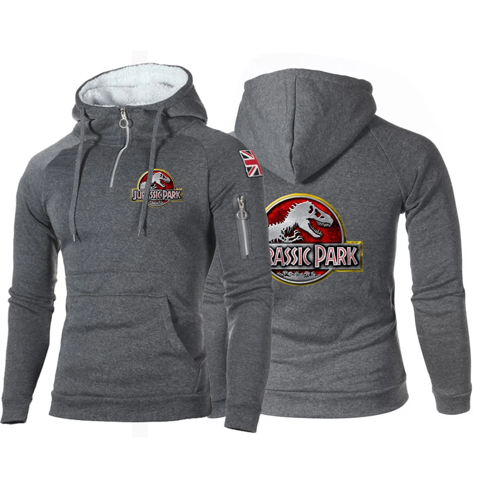 2023 Jurassic Park New Men Spring and Autumn Jackets Zipper Hoodie Harajuku Fitness Fleece Casual All-Match Sweatshirt
