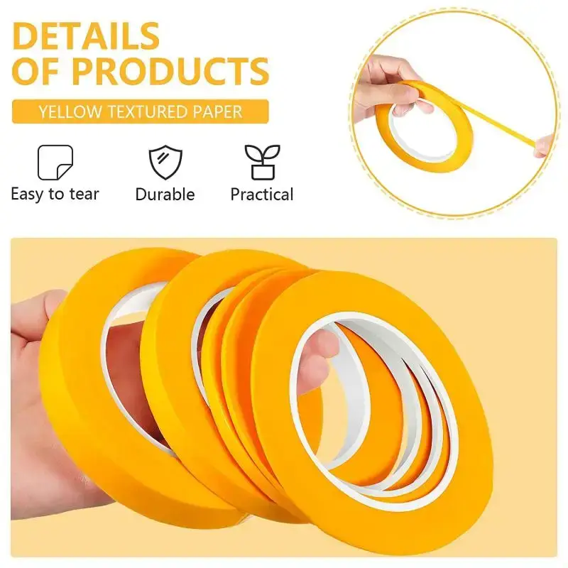 1Rolls 18-50m Model Masking Tape DIY Yellow Masking Tape Width 2/3/6/8/10/12/18/30/50mm - Image 3
