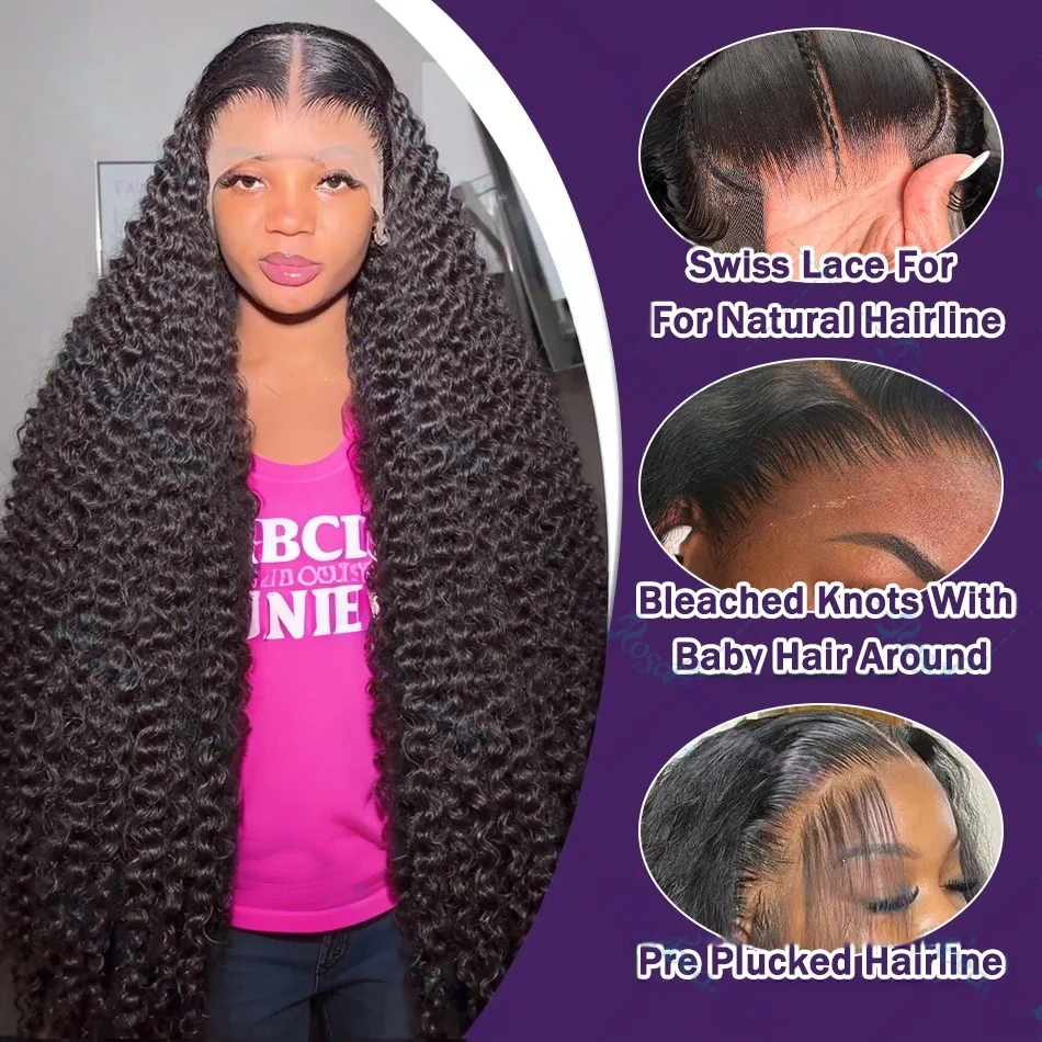 Wigirl 250% Loose Deep Wave 13x6 HD Lace Frontal Human Hair Wigs 40 Inch Brazilian Curly Wigs 13x4 Lace Front Wig Glueless Wig 3