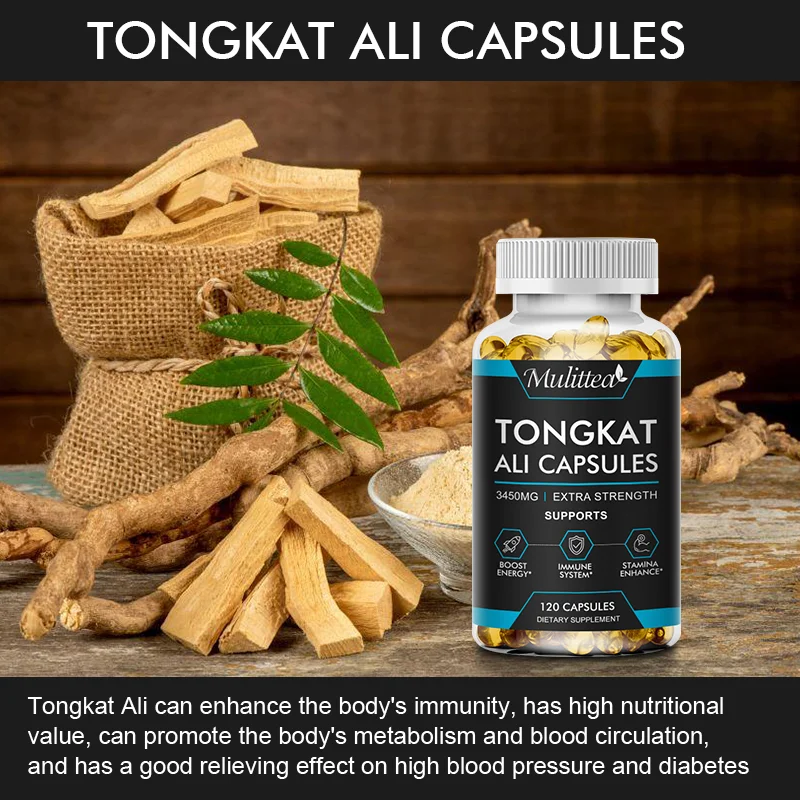 

Mulittea Tongkat Ali Root Capsules Anti-fatigue for Male Performance Boost Energy Stamina Nature Supplement