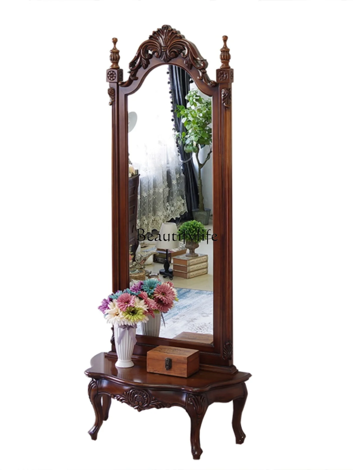 

American Dressing Mirror Household Solid Wood Floor Mirror