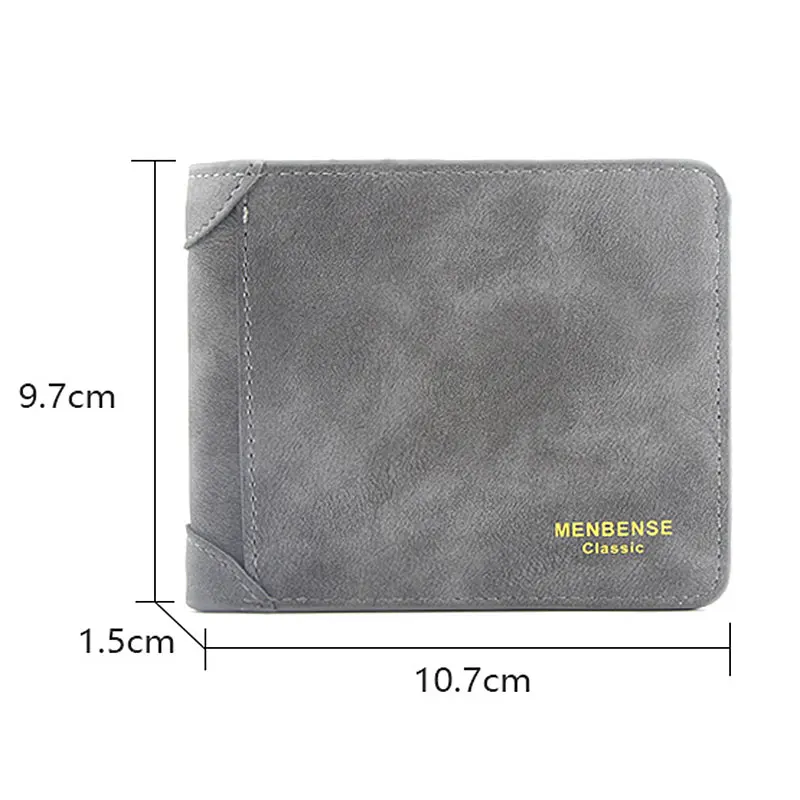 Short Men Wallets Slim Card Holder Photo Holder Name Engraved Small Classic Zipper Coin Pocket Square Men Purses