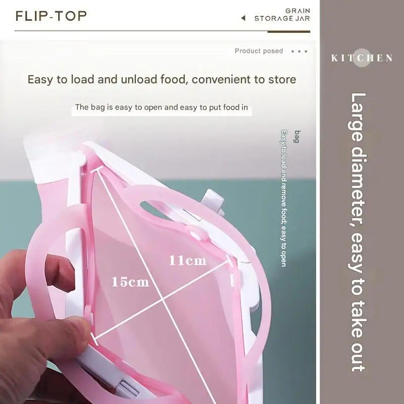 1/2/3Pcs/Pack 1500ML Silicone Food Storage Bag,Reusable Refrigerator Freezer Bag with Handle,BPA Free,Leak-Proof,Easy To Pour