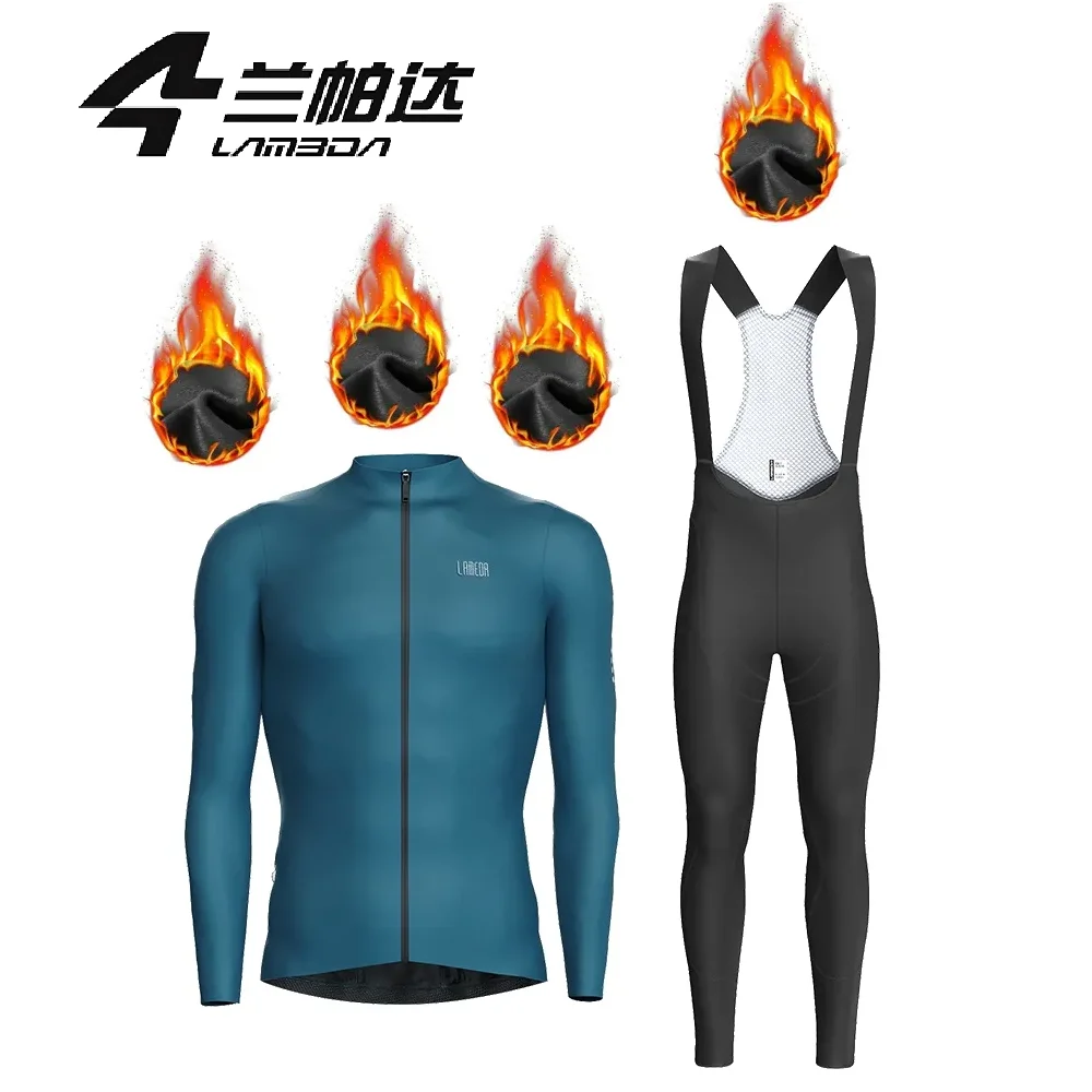 

LAMEDA Cycling Suit Men Winter Long Sleeve Breathable Bicycle Clothing Thermal Fleece Cycling Jerseys Warm MTB Bike Jerseys