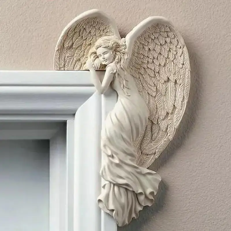 Angel Wings Resin Craft Door Frame Ornament Angel Winged Goddess Pendant Garden Door Decoration Home Gifts Left Right Wings