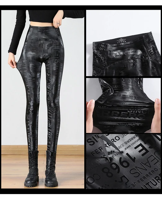 Fleece Lined Matte Faux Leather Leggings 39