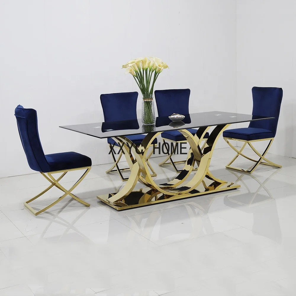 

Marble 8 Seater Dinning Room Table Modern Luxury Stainless Steel Marble Dining