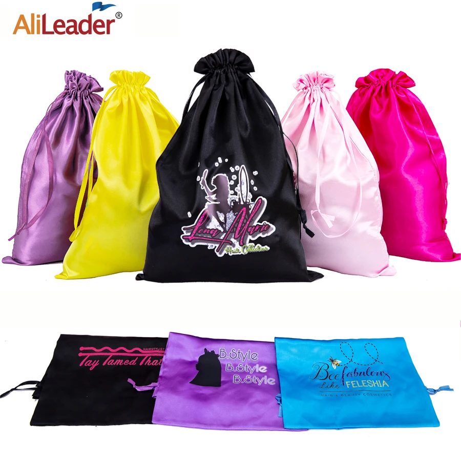 

5/10Pcs Satin Hair Extensions Bags For Wigs Bag Hair Bundle Satin Pouch Wigs Packaging Bags With Drawstring Storage Bags