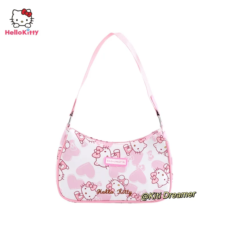 Sanrio Hello Kitty Lovely Cartoon Handbag Shoulder Bag Kawaii Underarm Bags for Girls Birthday Gifts Packet Purse Designer Bag