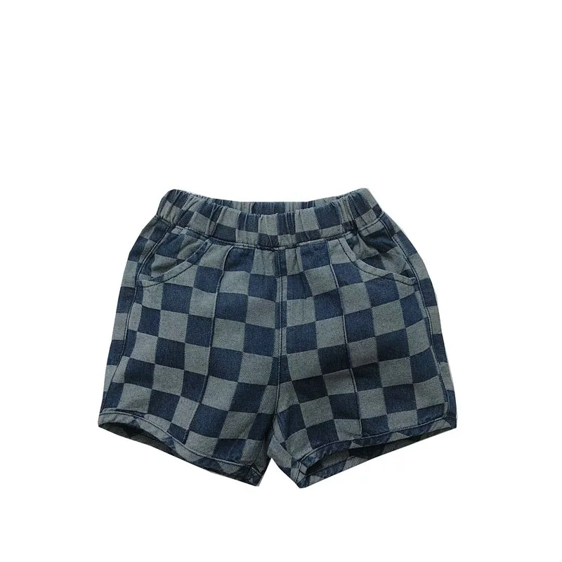 Denim Kids Shorts Summer Checkered Comfortable